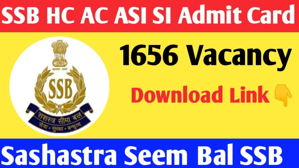 SSB HC ASI and SI Admit card 2024