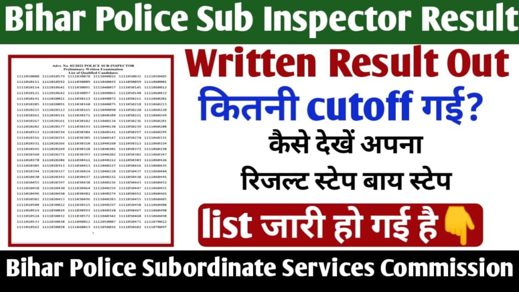 Bihar Police Sub Inspector Result 2024