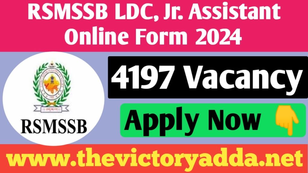 RSMSSB LDC, Junior Assistant Online Form 2024