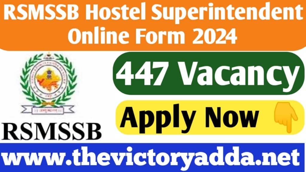 RSMSSB Hostel Superintendent Online Form 2024