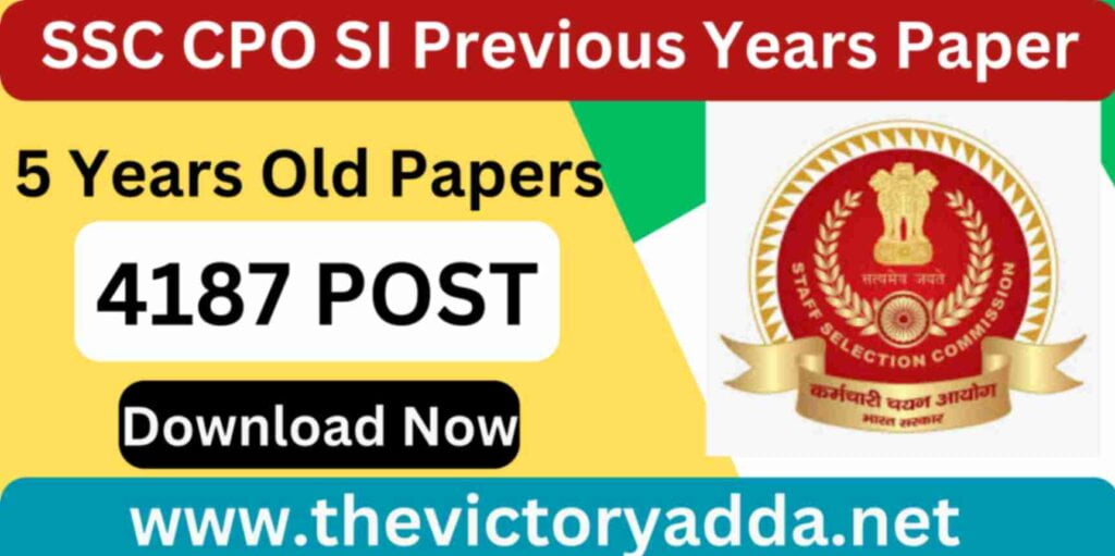 SSC CPO SI Previous Years Paper Download